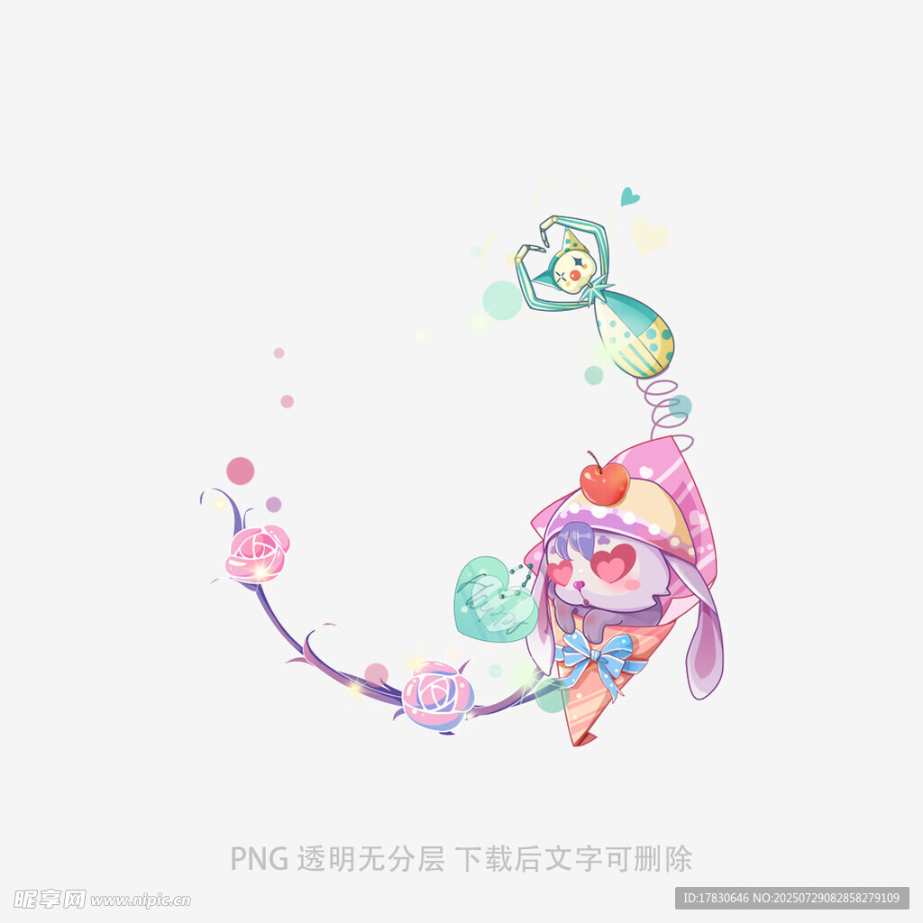 梦幻卡通女孩与奇幻元素