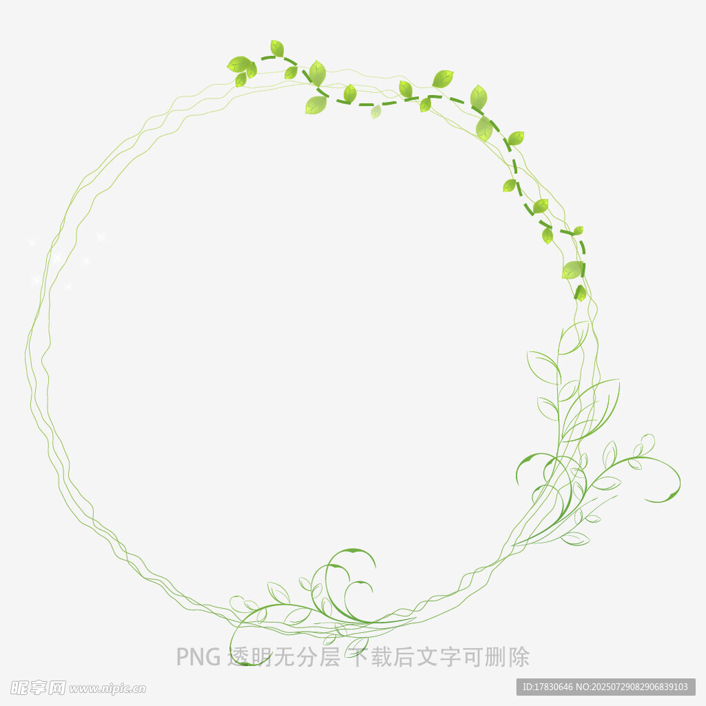 绿色藤蔓圆形装饰图案