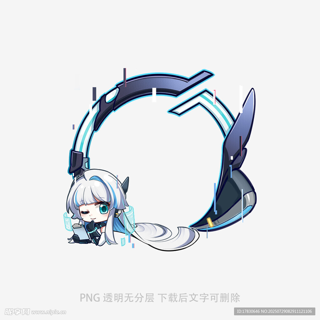 可爱蓝发动漫角色耳机造型