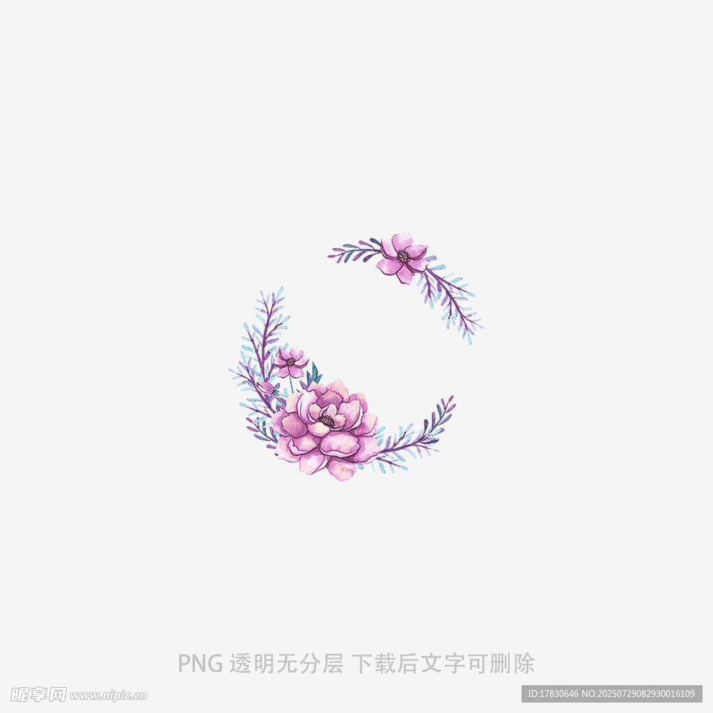 手绘花卉环形装饰图案