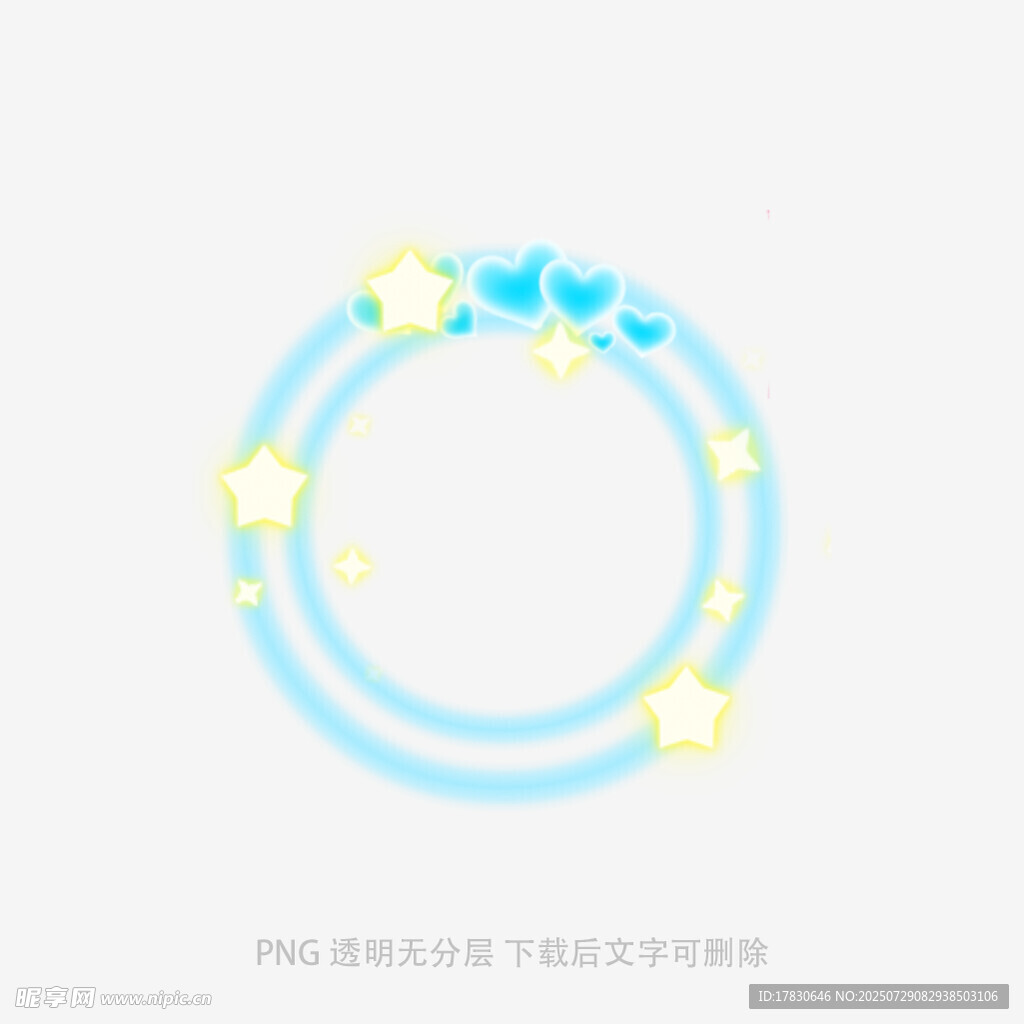 蓝色花朵环形装饰图案