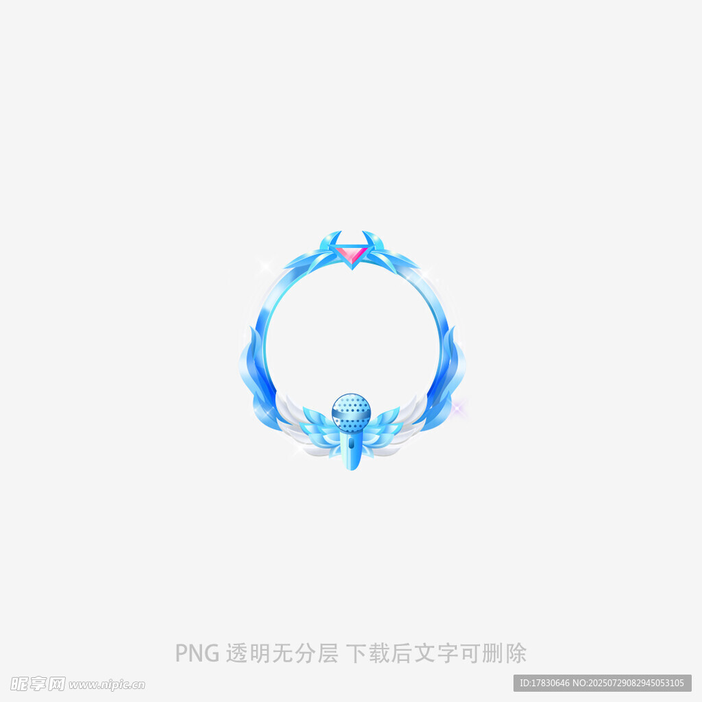蓝色梦幻飞鸟环形图案