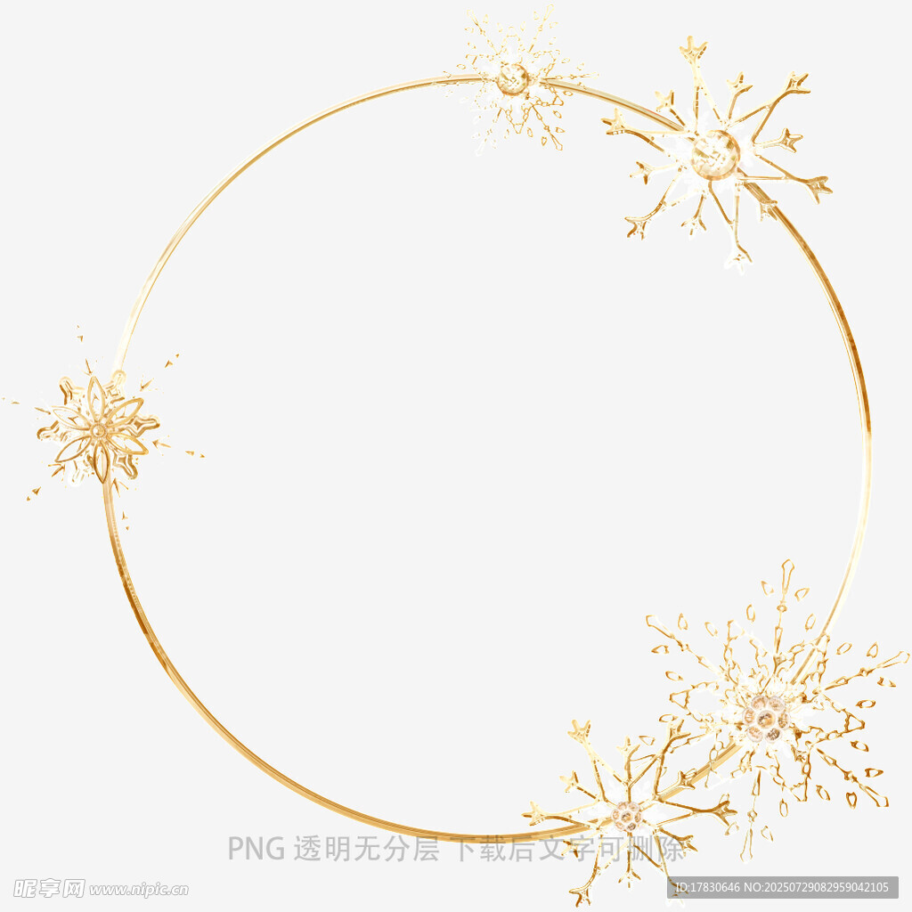 金色雪花圆环装饰元素