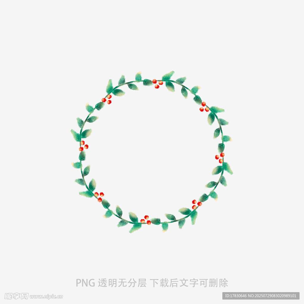 绿叶红果装饰花环图案