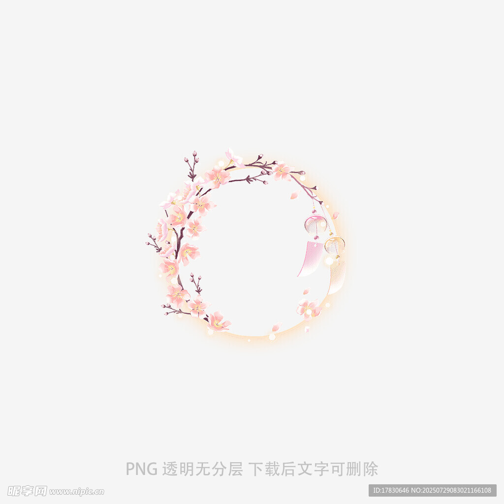 手绘花卉环形装饰图案