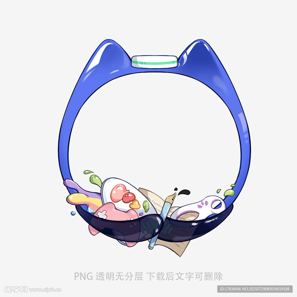 蓝色猫耳水果装饰发箍