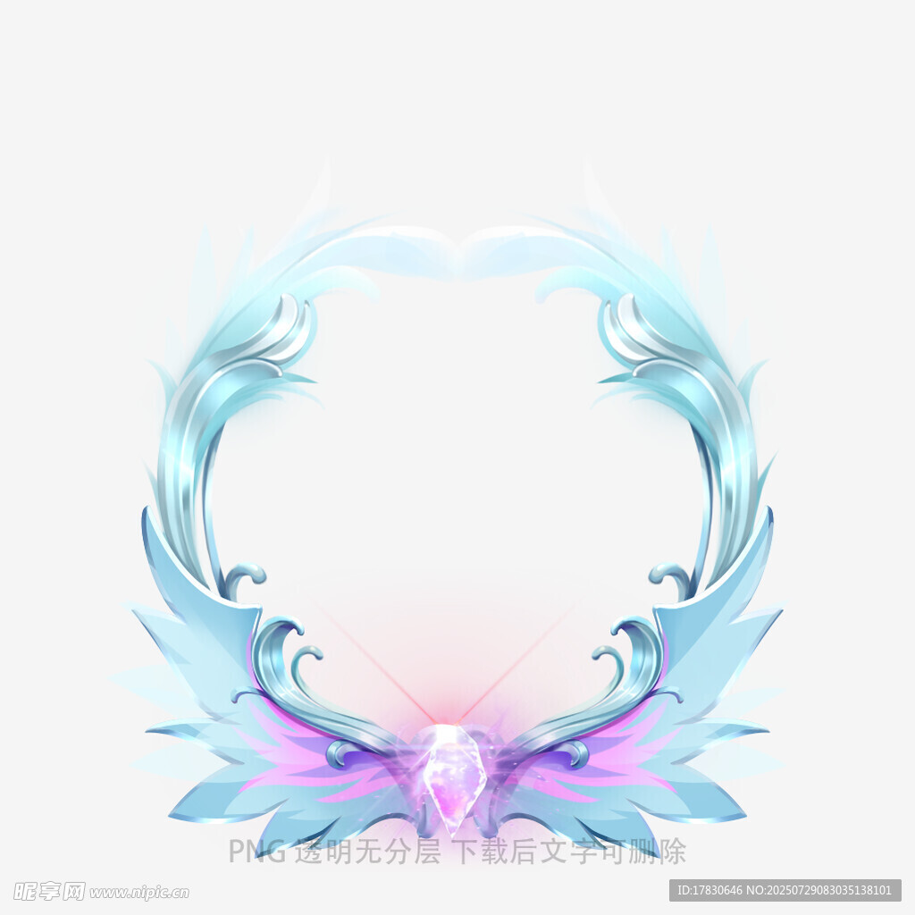 梦幻蓝色羽翼装饰花环