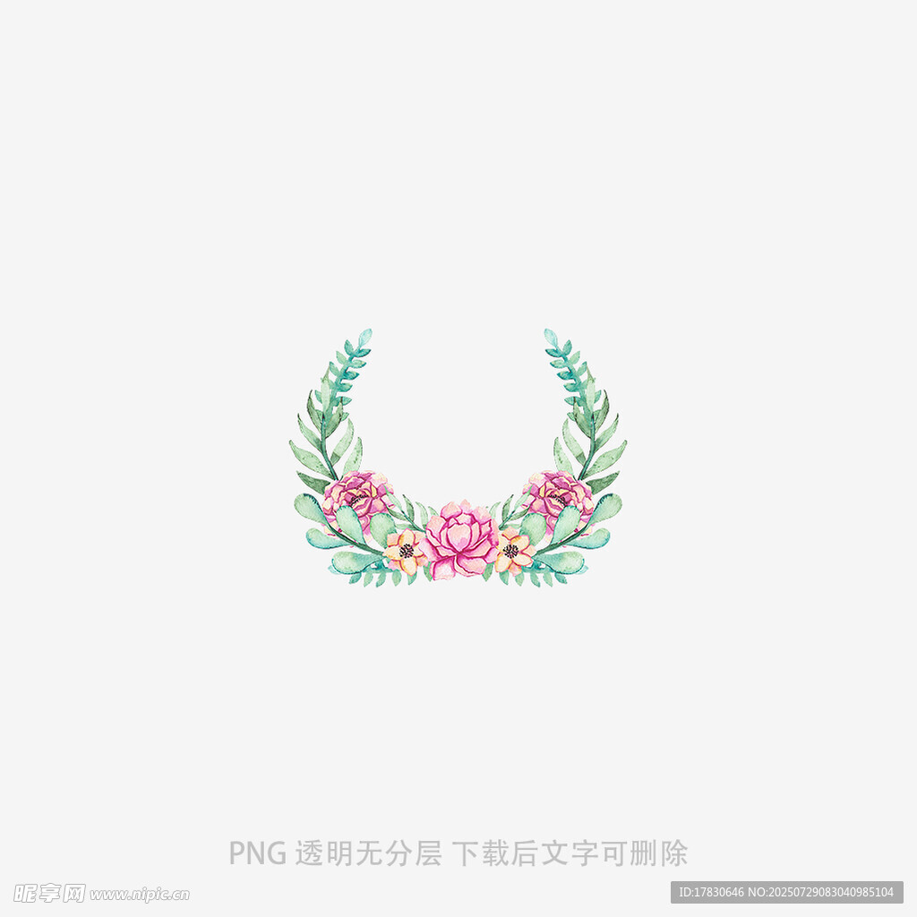 手绘花卉花环图案设计