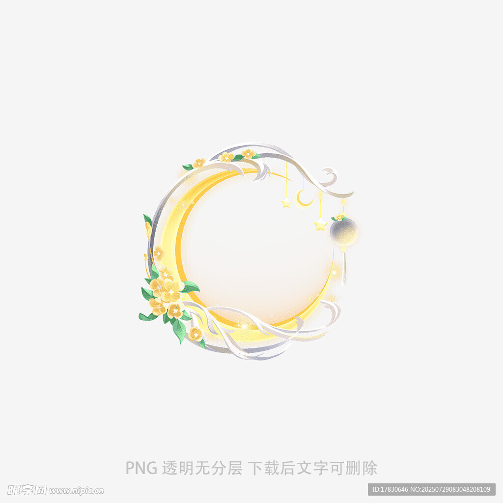 黄色花卉装饰圆形图案