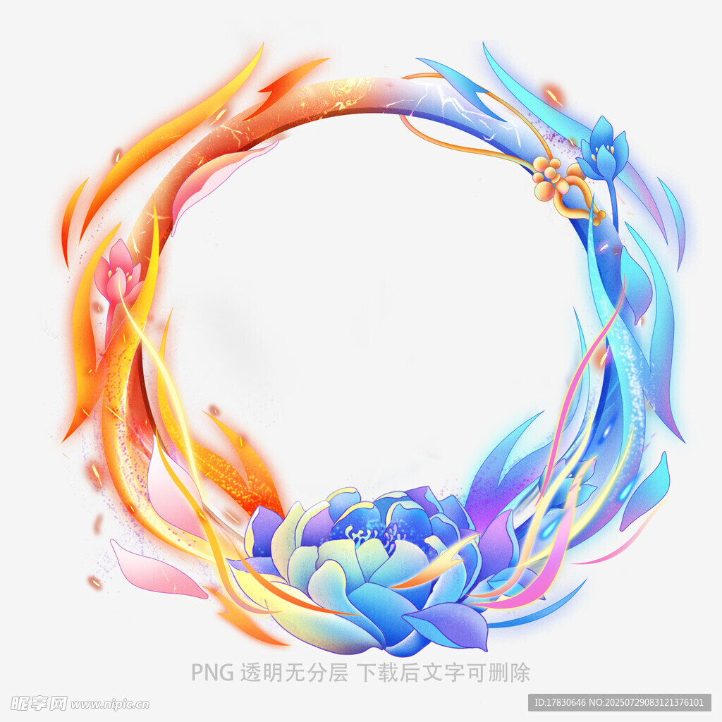 梦幻色彩凤凰花卉环形图
