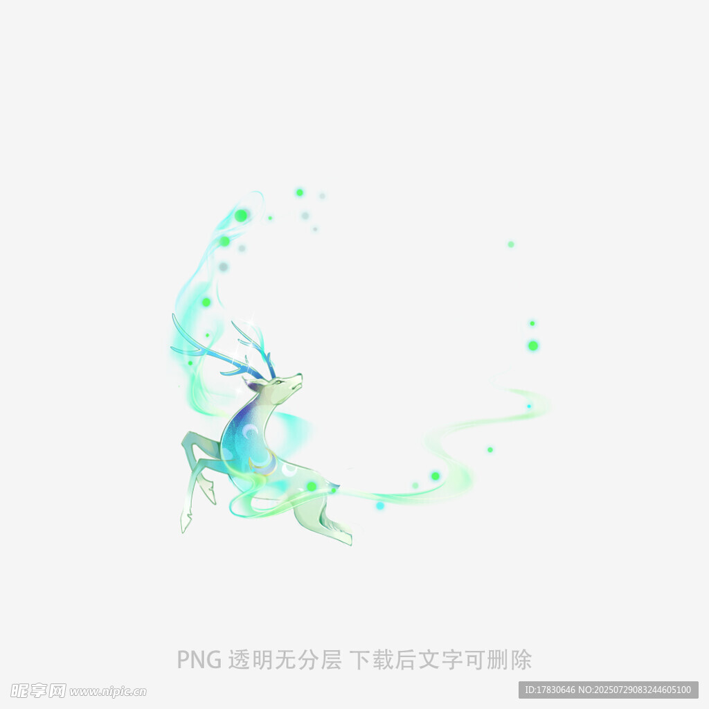 梦幻飞鹿与水墨元素图案