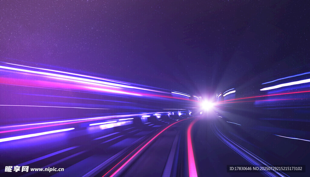 炫彩霓虹公路夜景