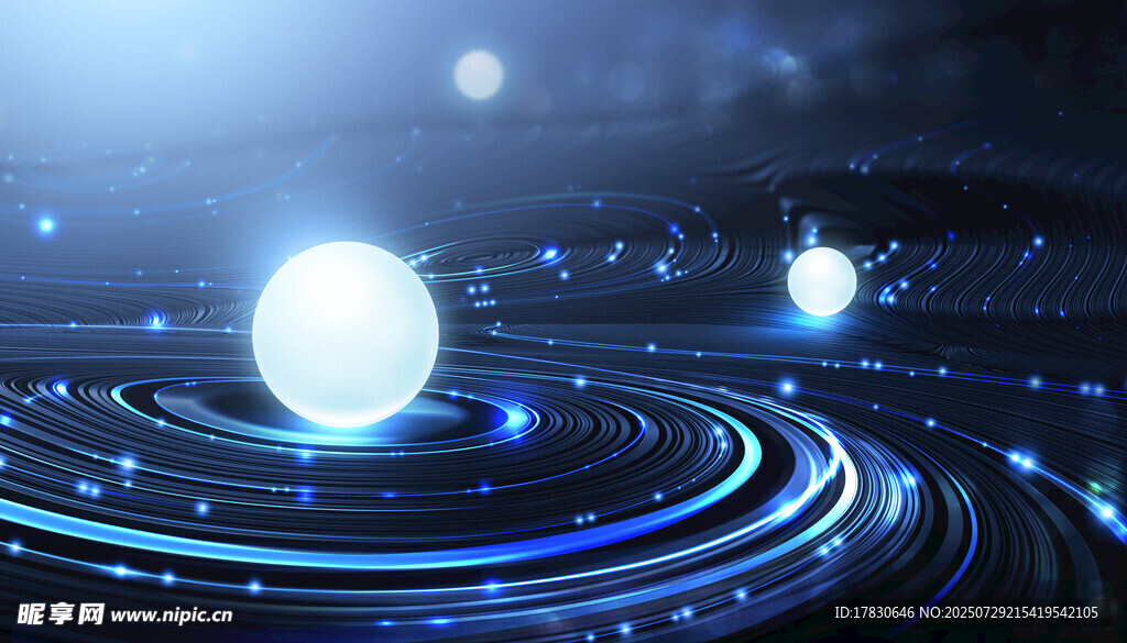 科技感星球环绕的梦幻场景