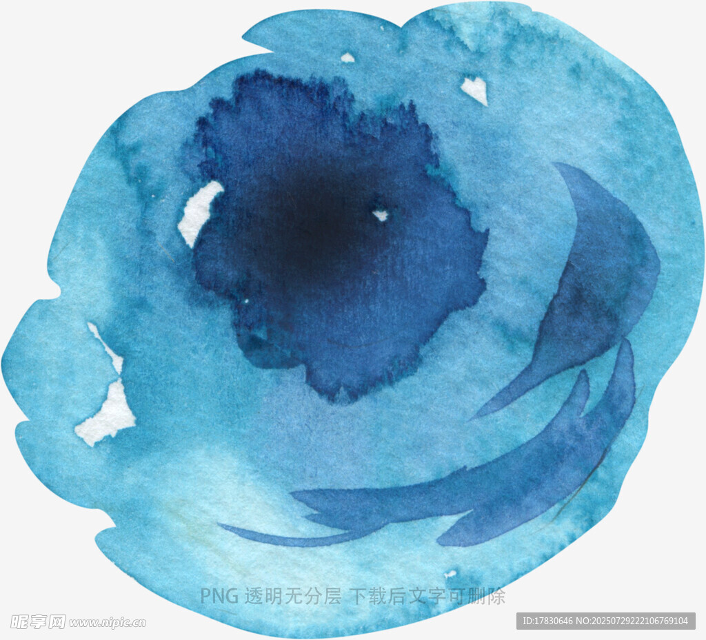 蓝色水彩圆形抽象图案