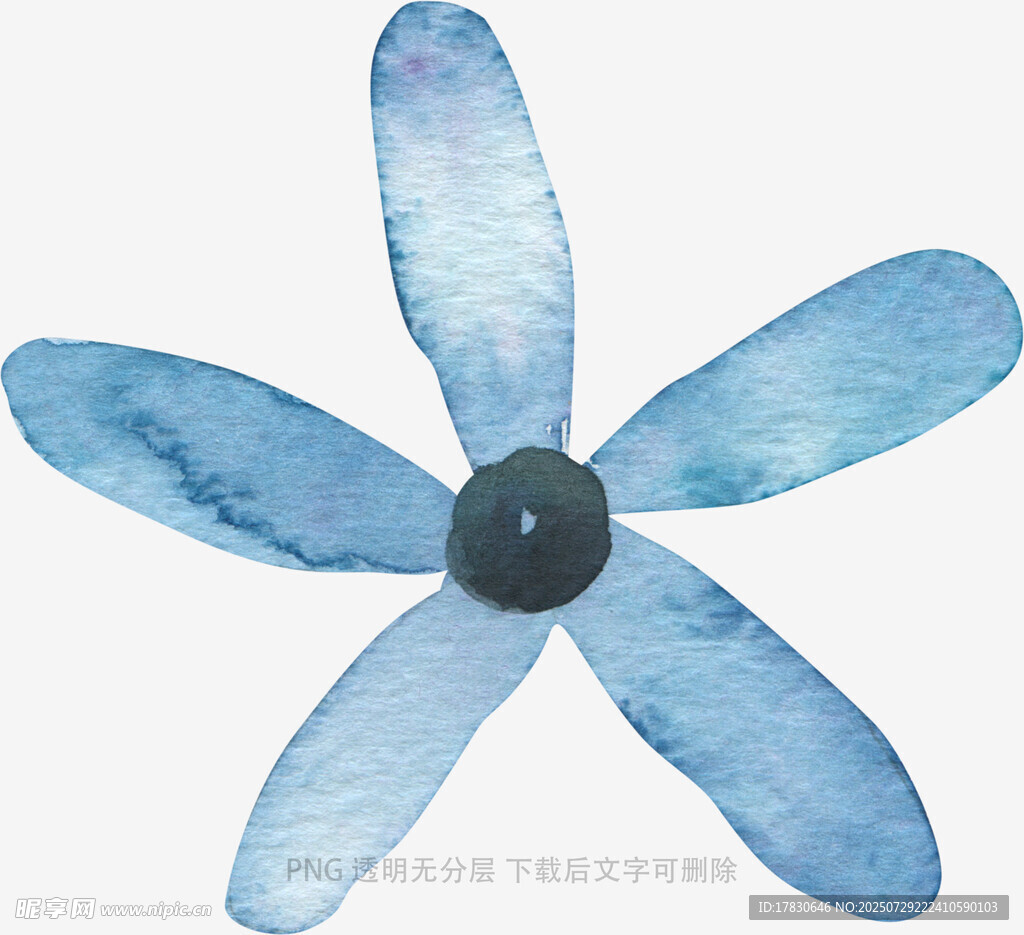 蓝色水彩花朵图案