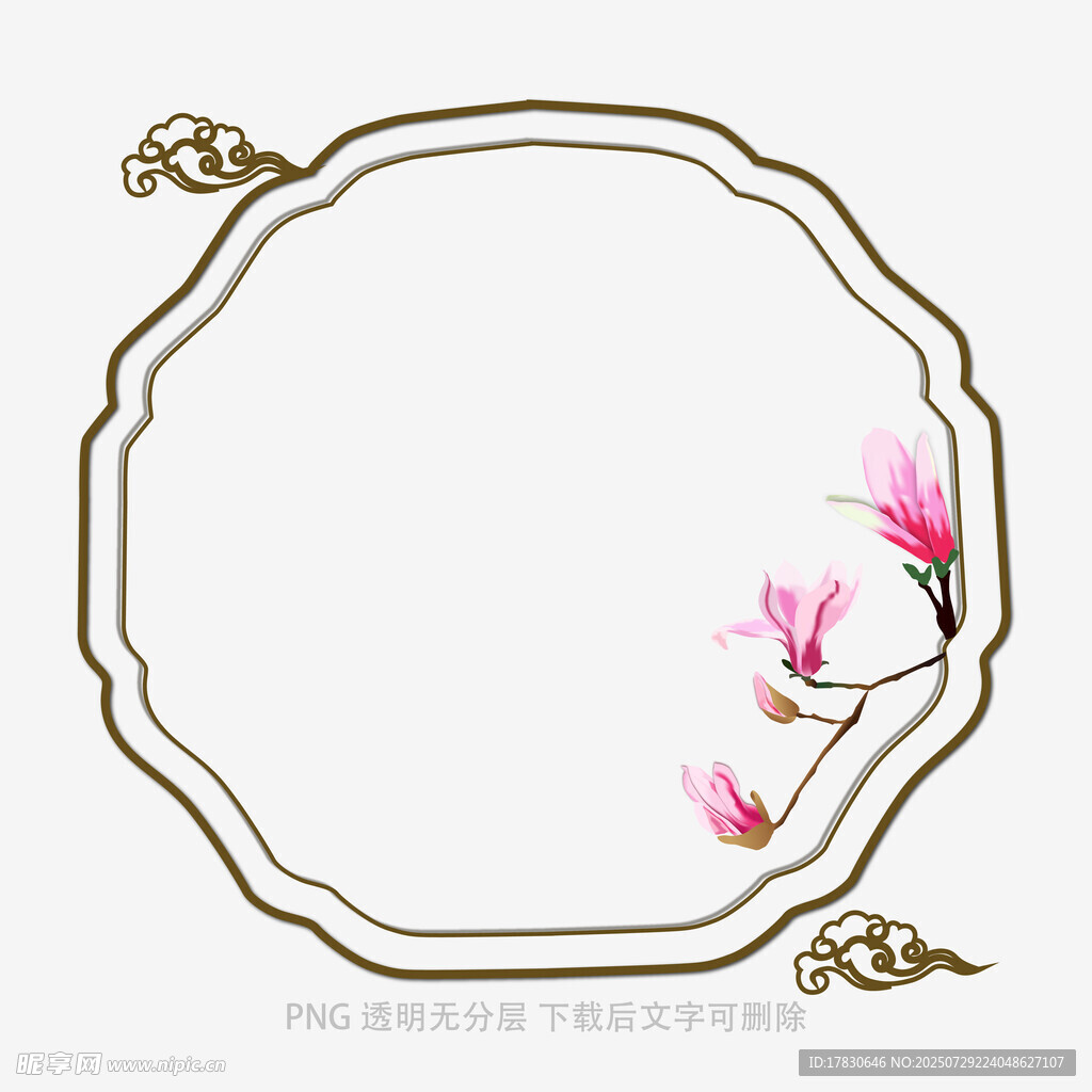 中式古典花卉边框装饰图