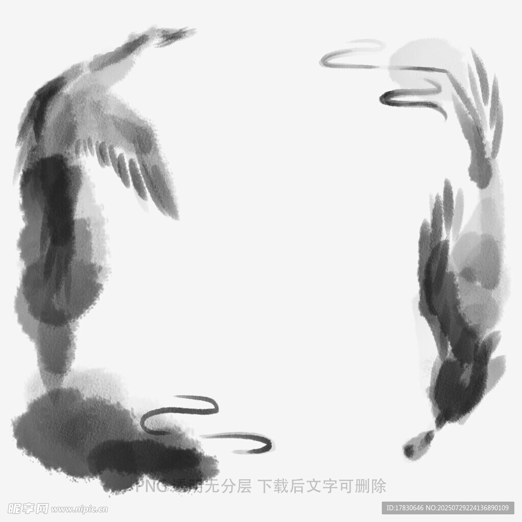水墨双飞鸟