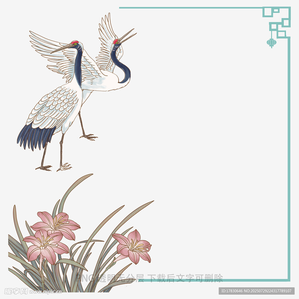 双鹤伴花图