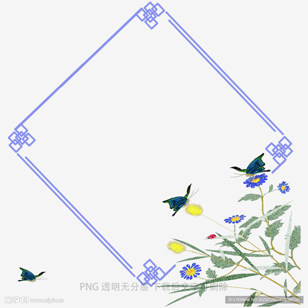 花鸟中式边框图案设计