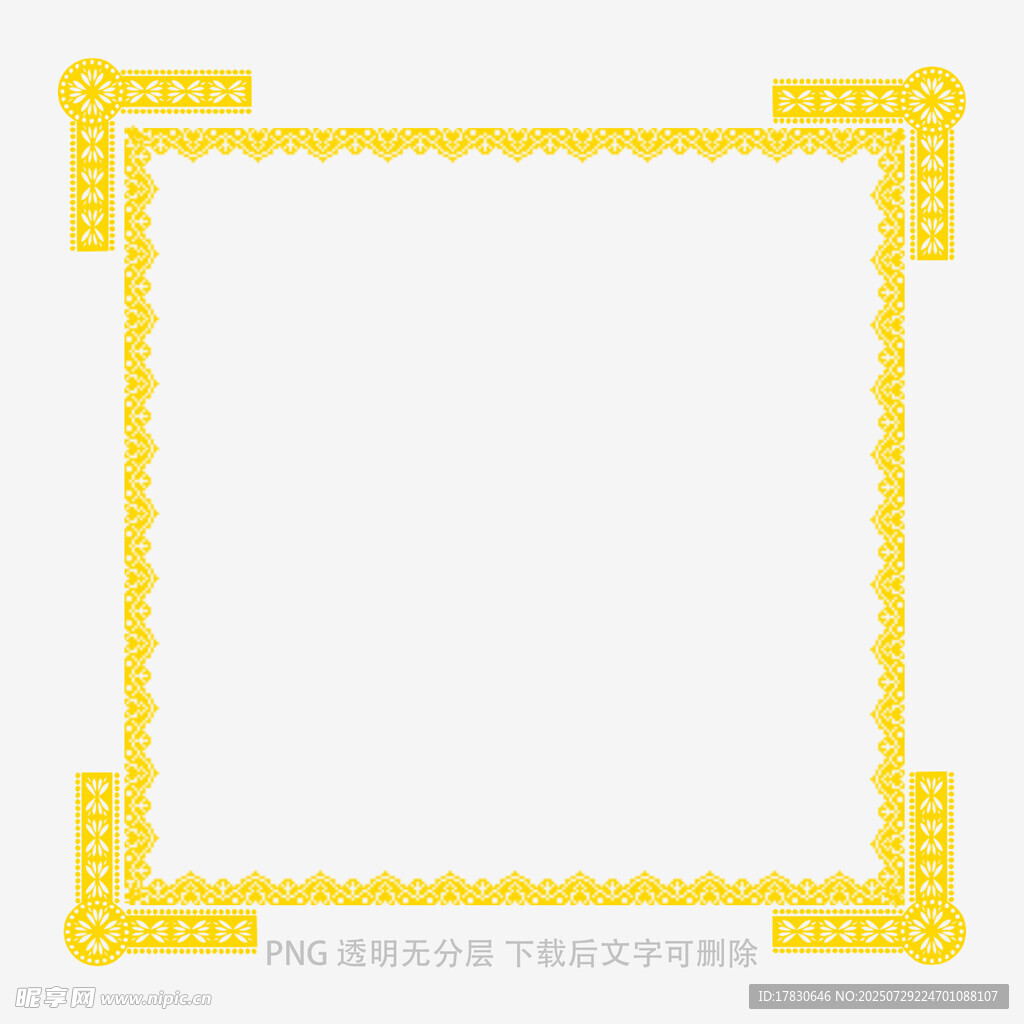 黄色花纹边框装饰图案