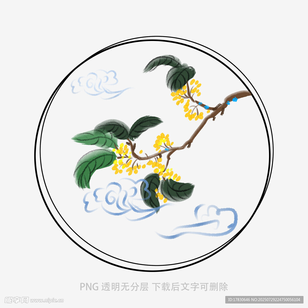 圆形中式桂花图案设计