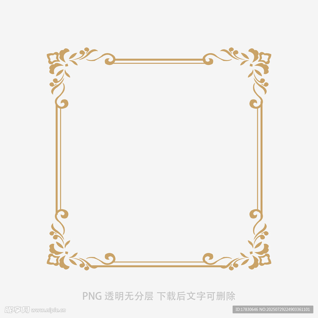 金色复古花纹方形边框
