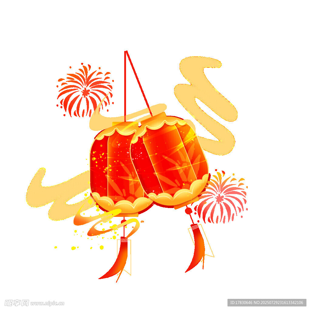 喜庆红灯笼与绚烂烟花