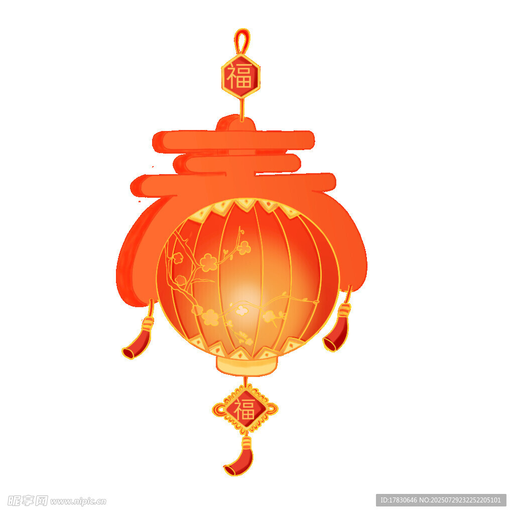 中式橙色精美灯笼挂件