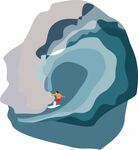 冲浪者在海浪洞穴中驰骋