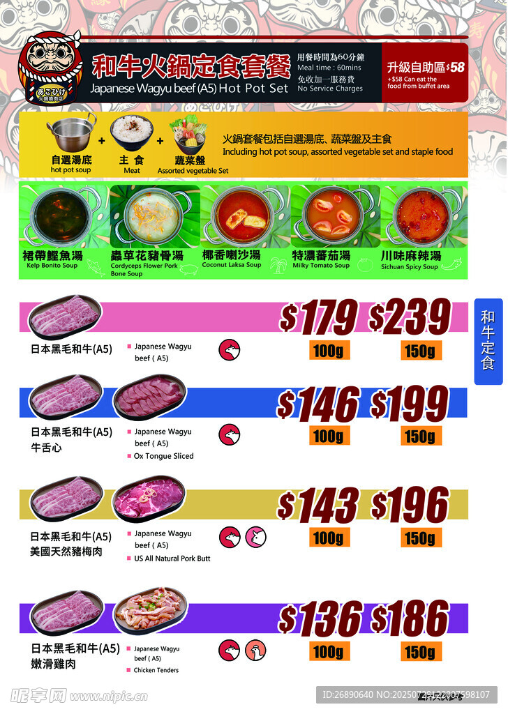 汉堡套餐价格表