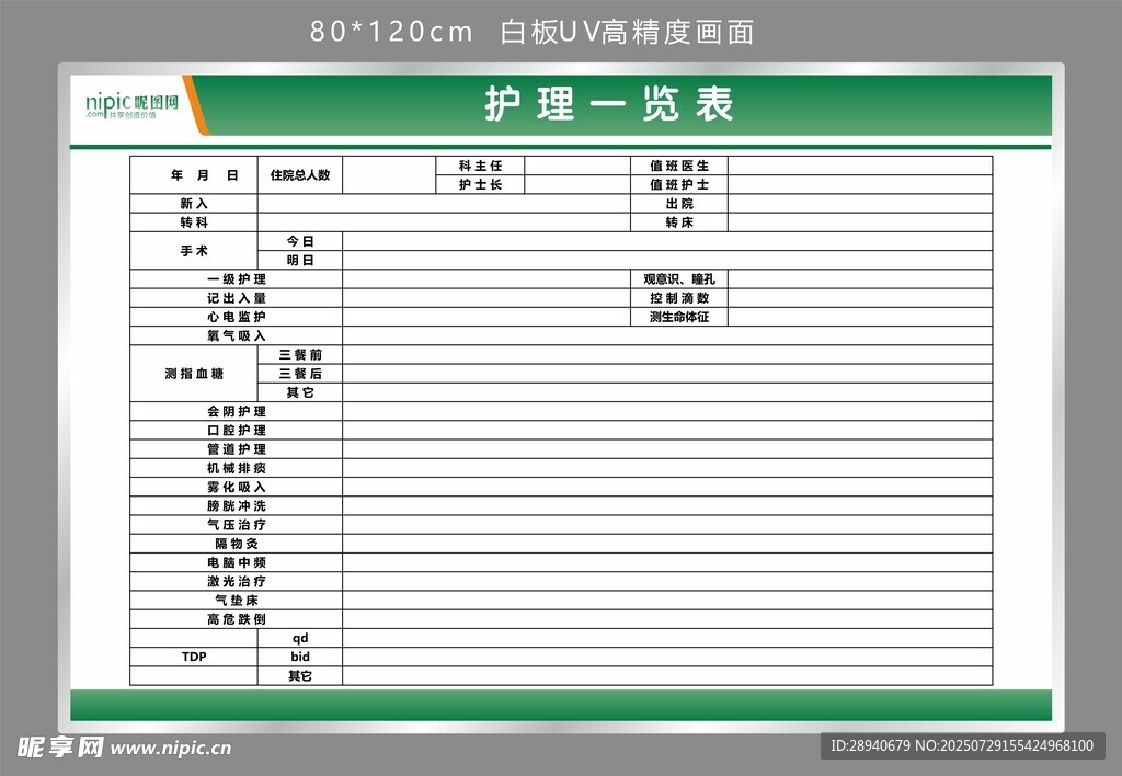 护理一览表