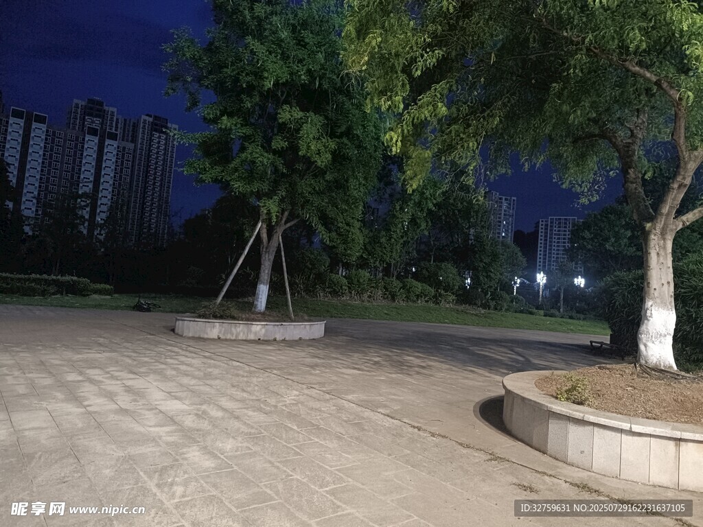 夜晚公园的静谧角落