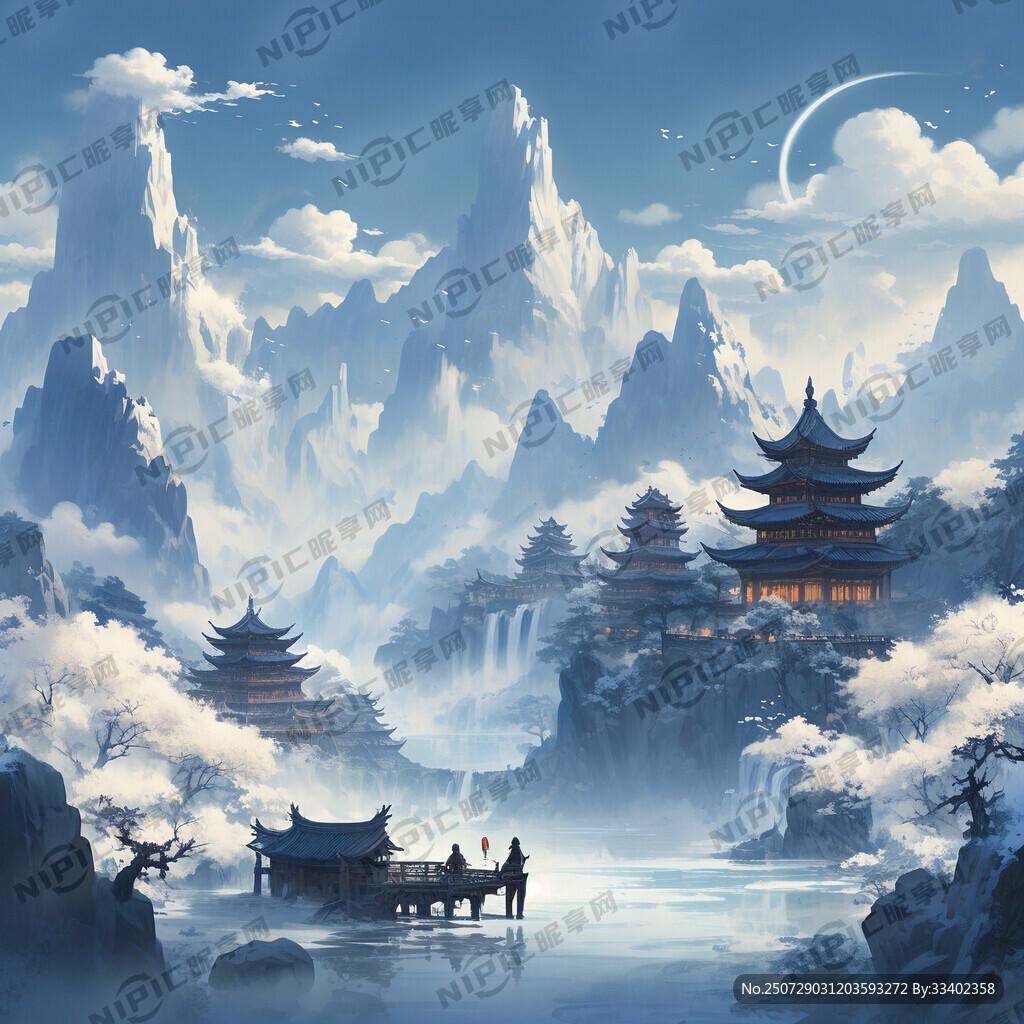 冷色系的 蓝色和白色多一点