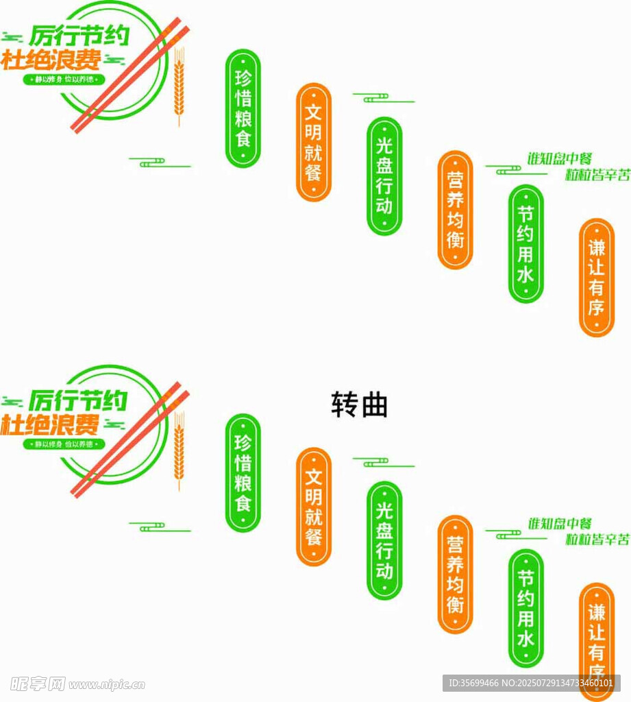 食堂文化校园楼梯节约粮食文化墙