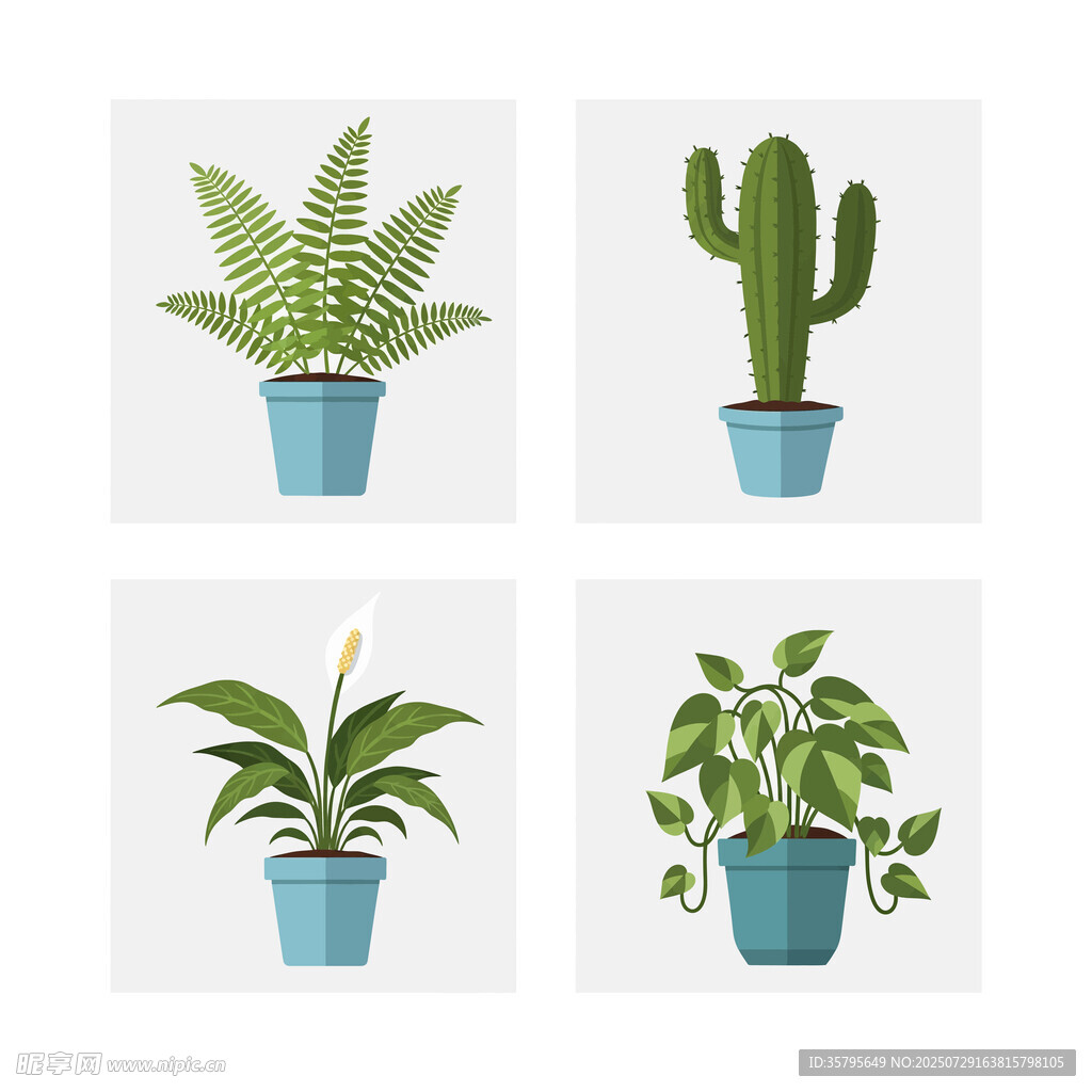 卡通盆栽植物