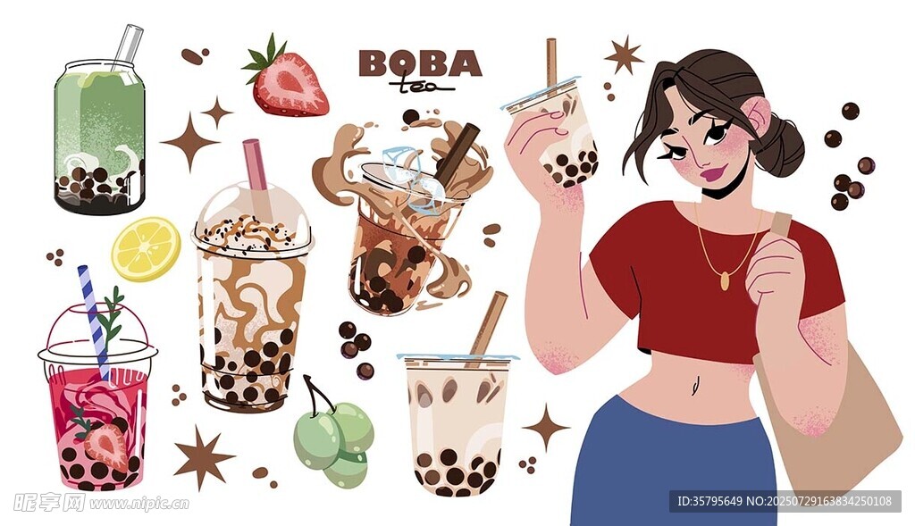 女孩与奶茶插图