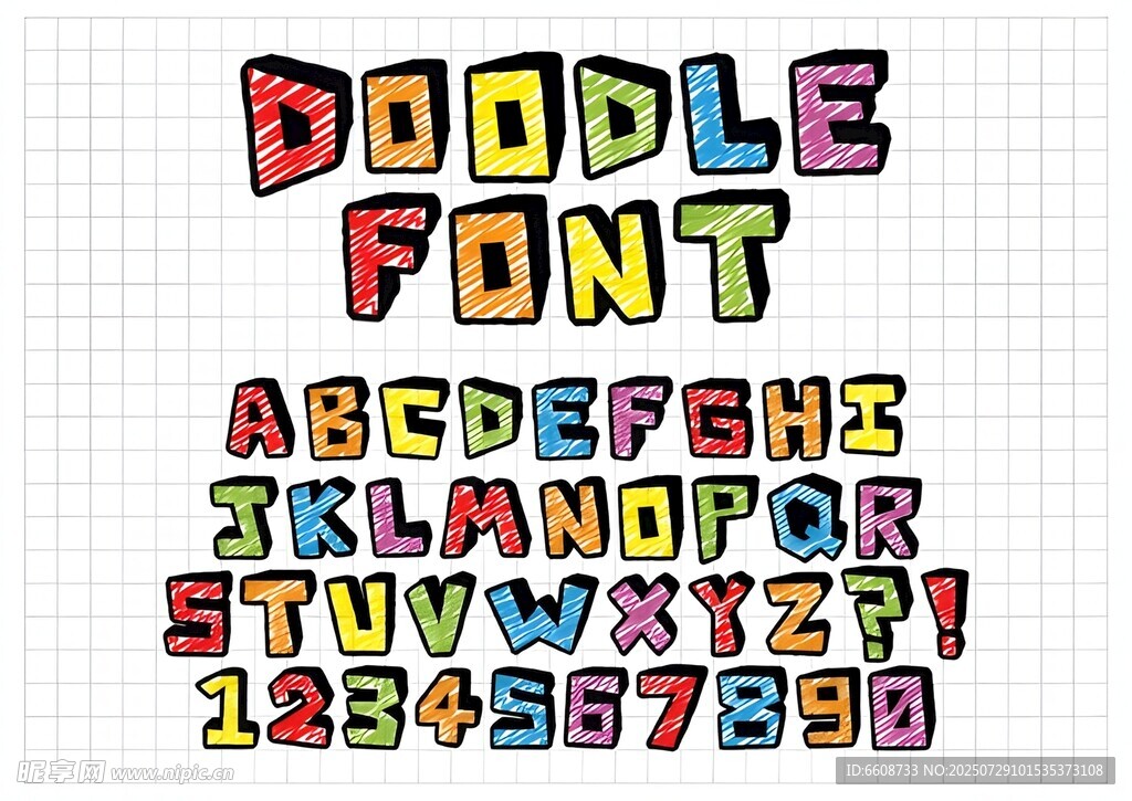 涂鸦风格字母字体展示