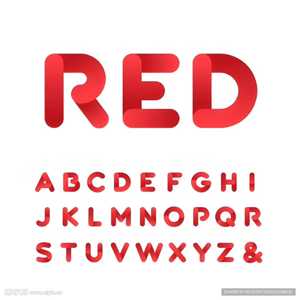 红色英文字母字体设计展示