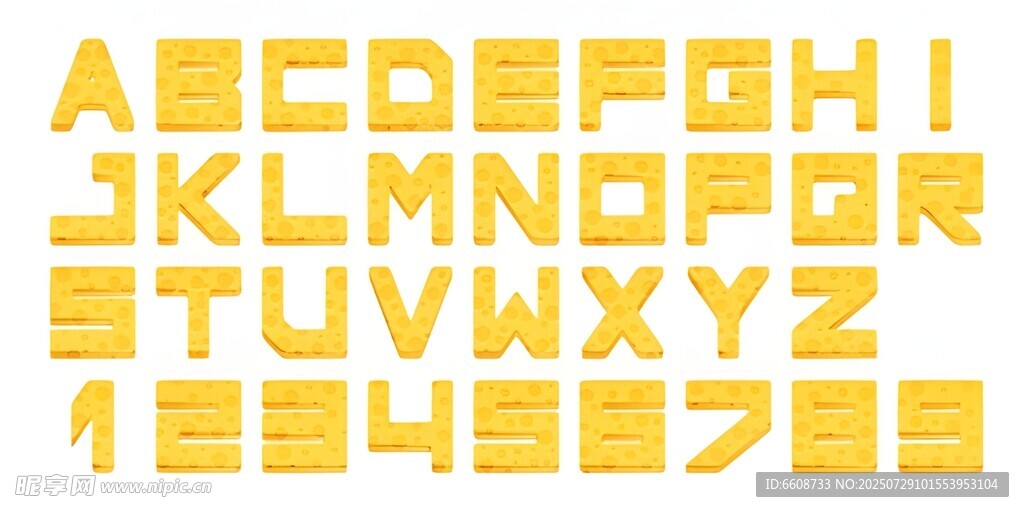 黄色立体风英文字母字体
