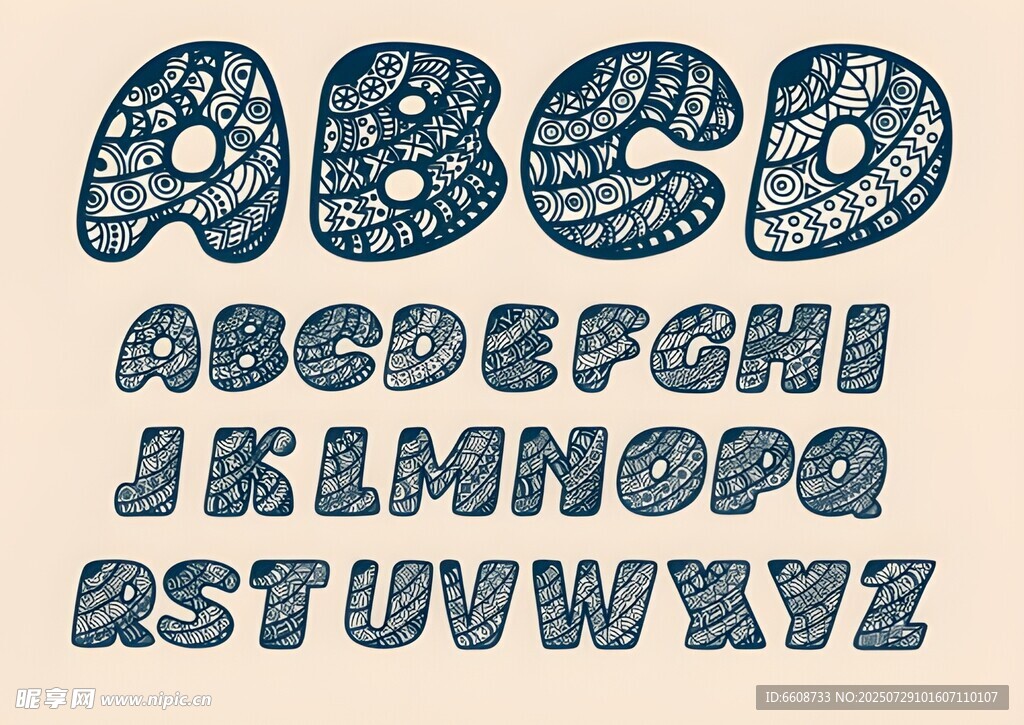 手绘风格英文字母字体展示