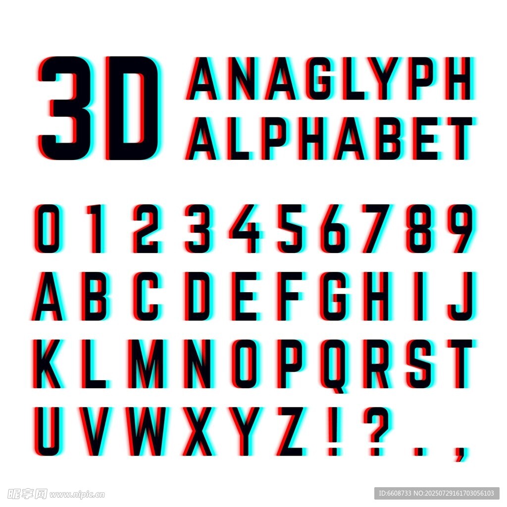 3D立体字母数字字符集