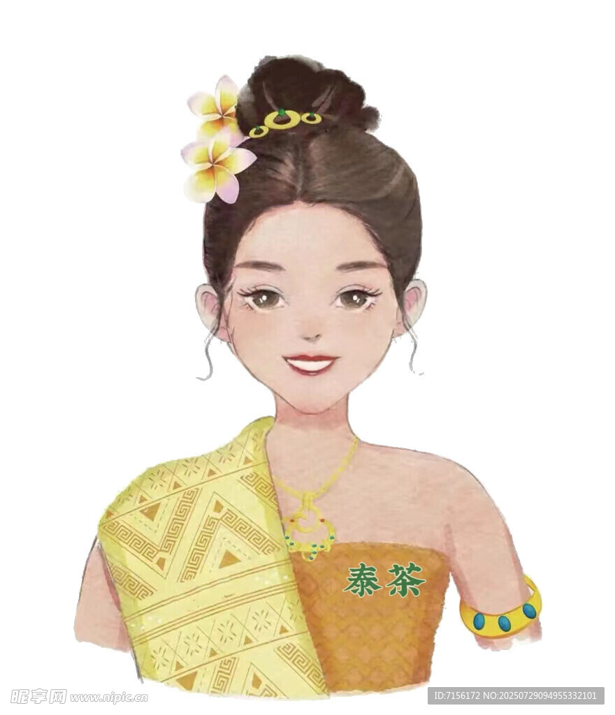 泰式身着传统服饰美丽女子PNG