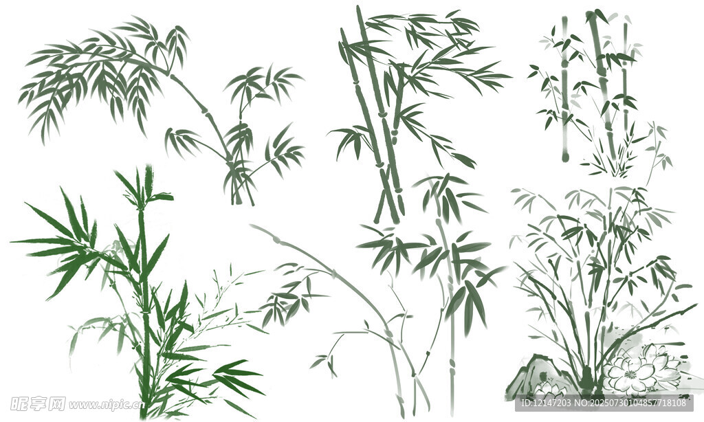 水墨风竹子插画素材