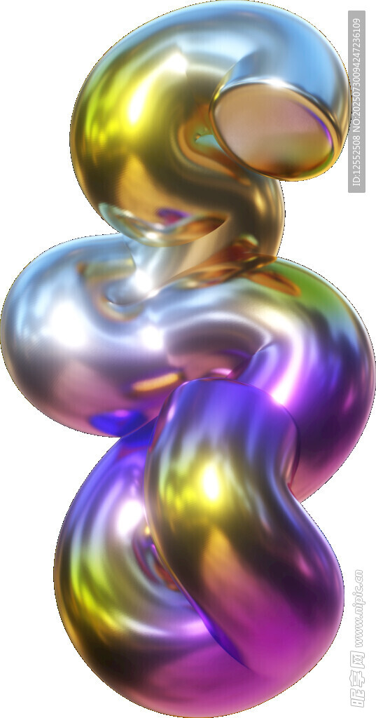 炫彩3D立体扭曲金属造型