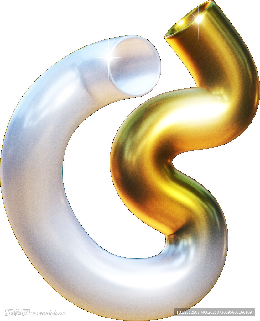 金属质感立体字母G