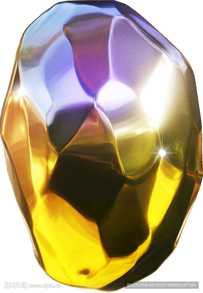 闪耀多面金色宝石