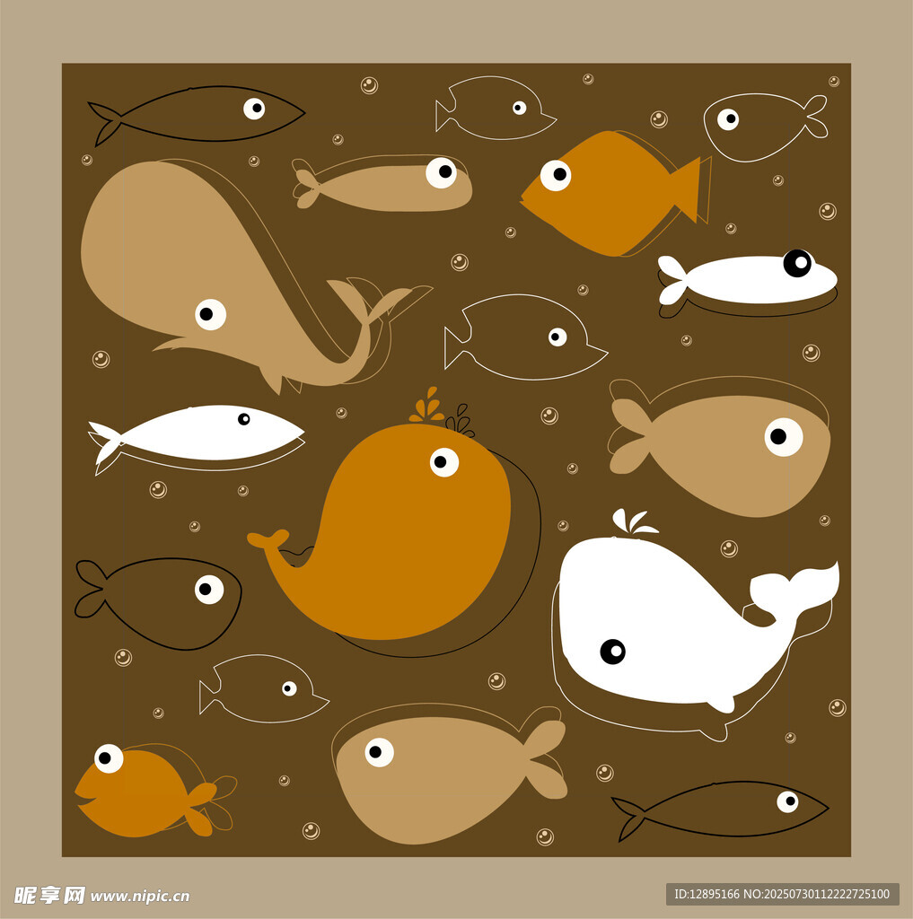 海洋动物插画图案设计