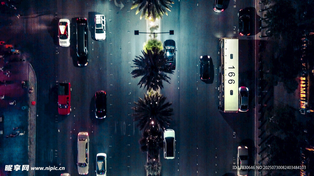 城市夜景中的繁忙车流