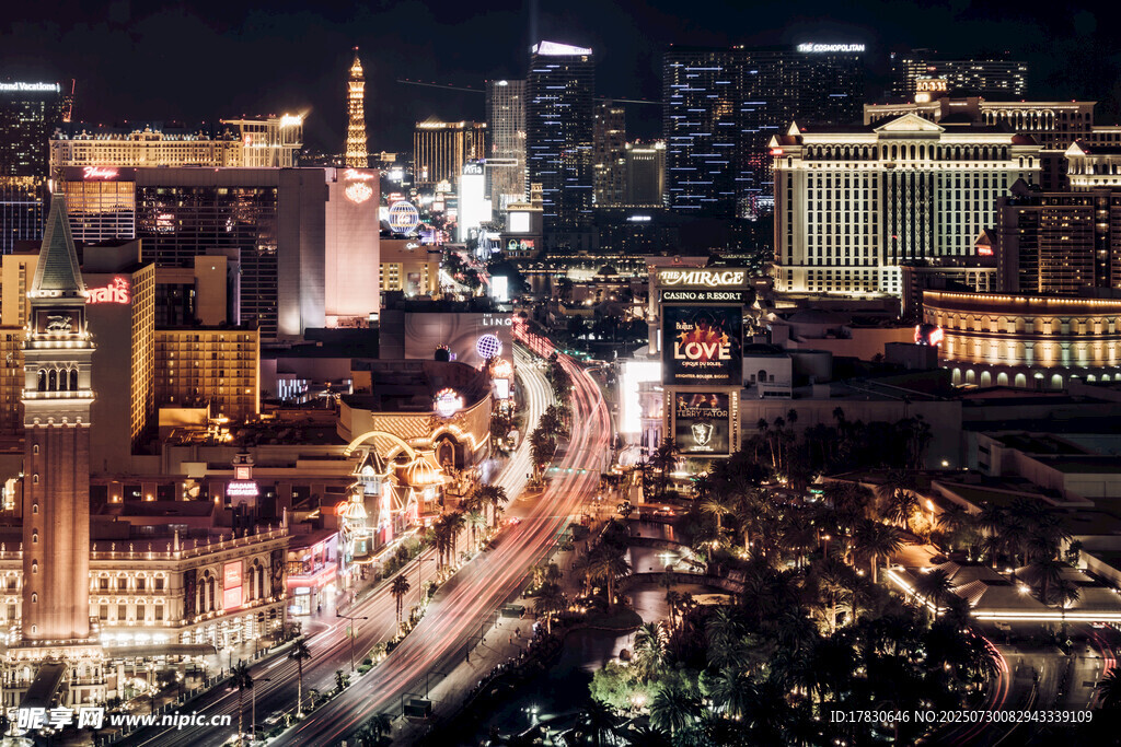 繁华都市夜景俯瞰