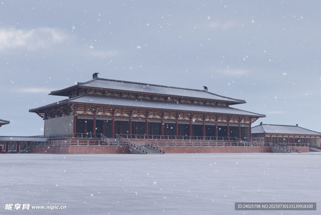 雪后古建筑壮丽景观
